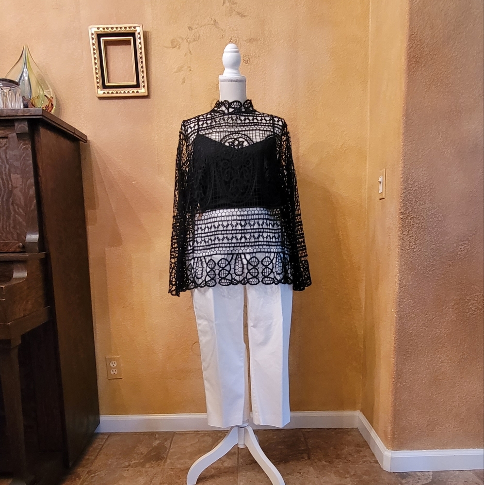 Lane Bryant Black Shell and Lace Top Size XL